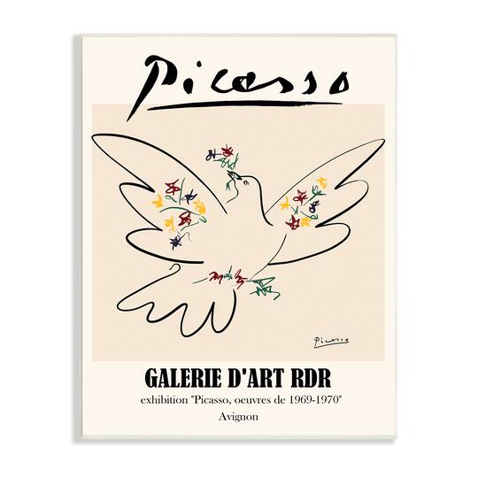 Stupell Industries Classical Abstract Picasso Peace Dove Bird Linework Wall Plaque